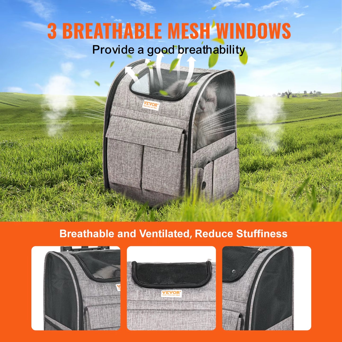 Ultimate Pet Cat Carrier Backpack with Wheels, Telescopic Handle & Shoulder Strap - Perfect for Travel!