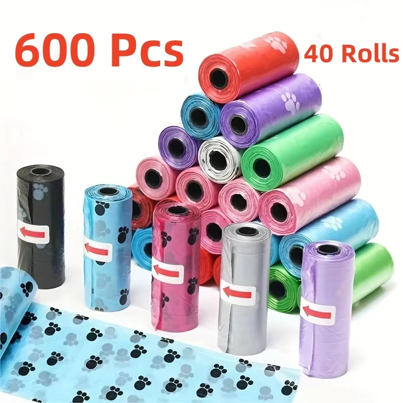 Biodegradable dog poop bags 40-roll bulk pack with 600 waste bags